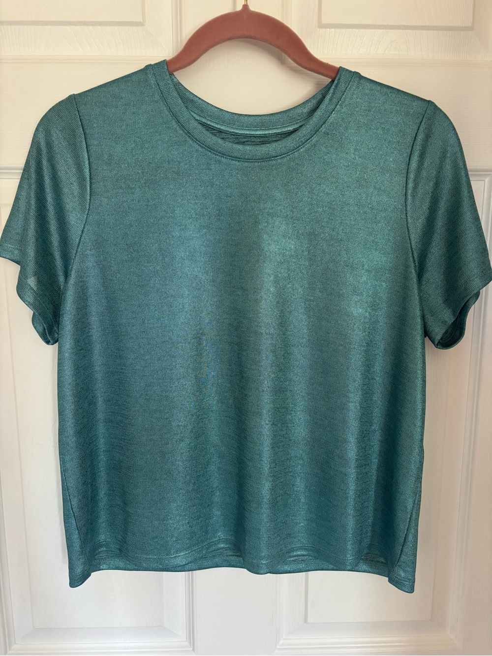 Metallic Teal Short-Sleeve Crewneck Tee